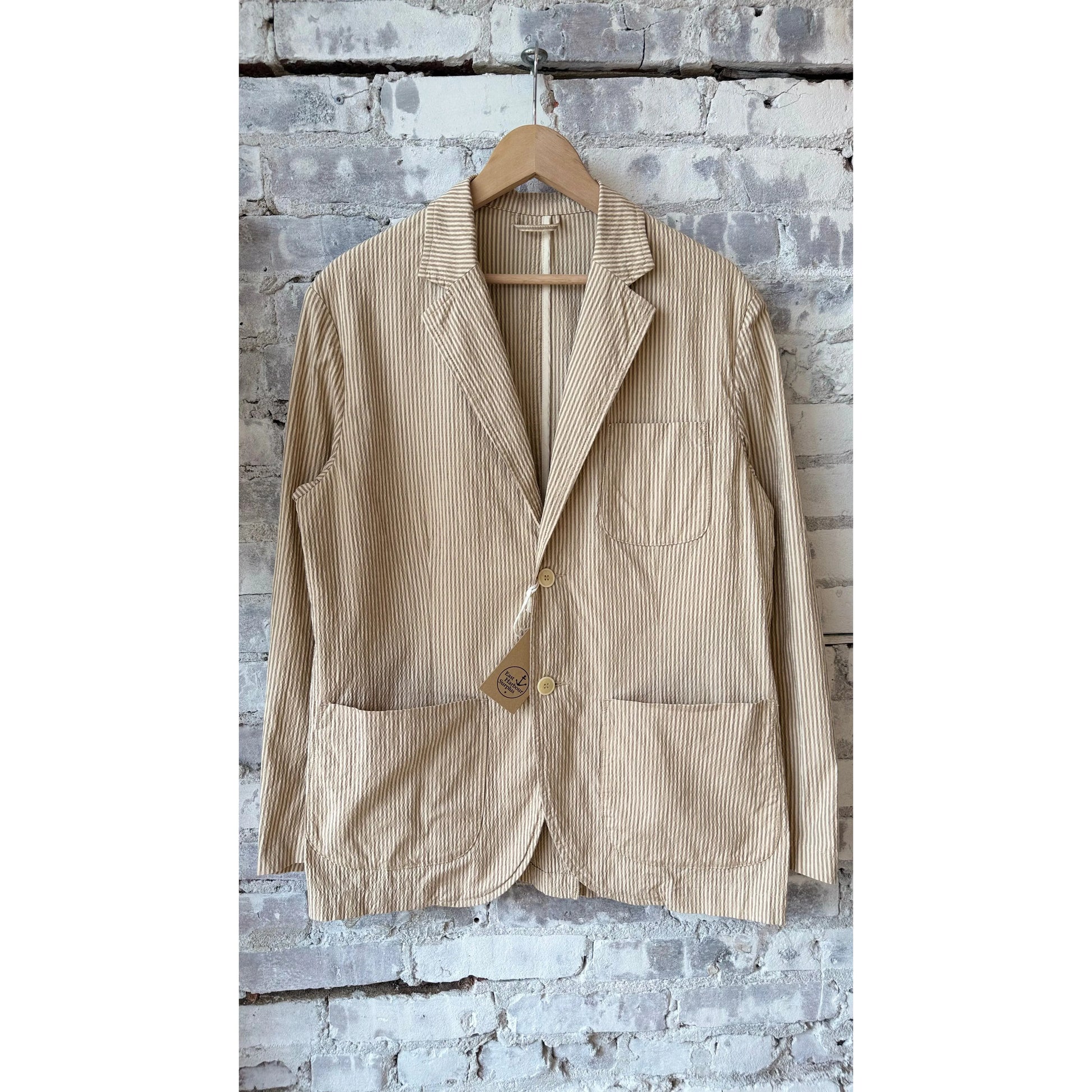 Brest Unlined Blazer - Sand/White Stripe - DUNE + SALT