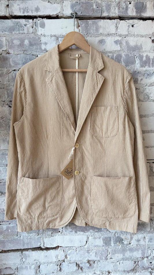 Brest Unlined Blazer - Sand/White Stripe - DUNE + SALT