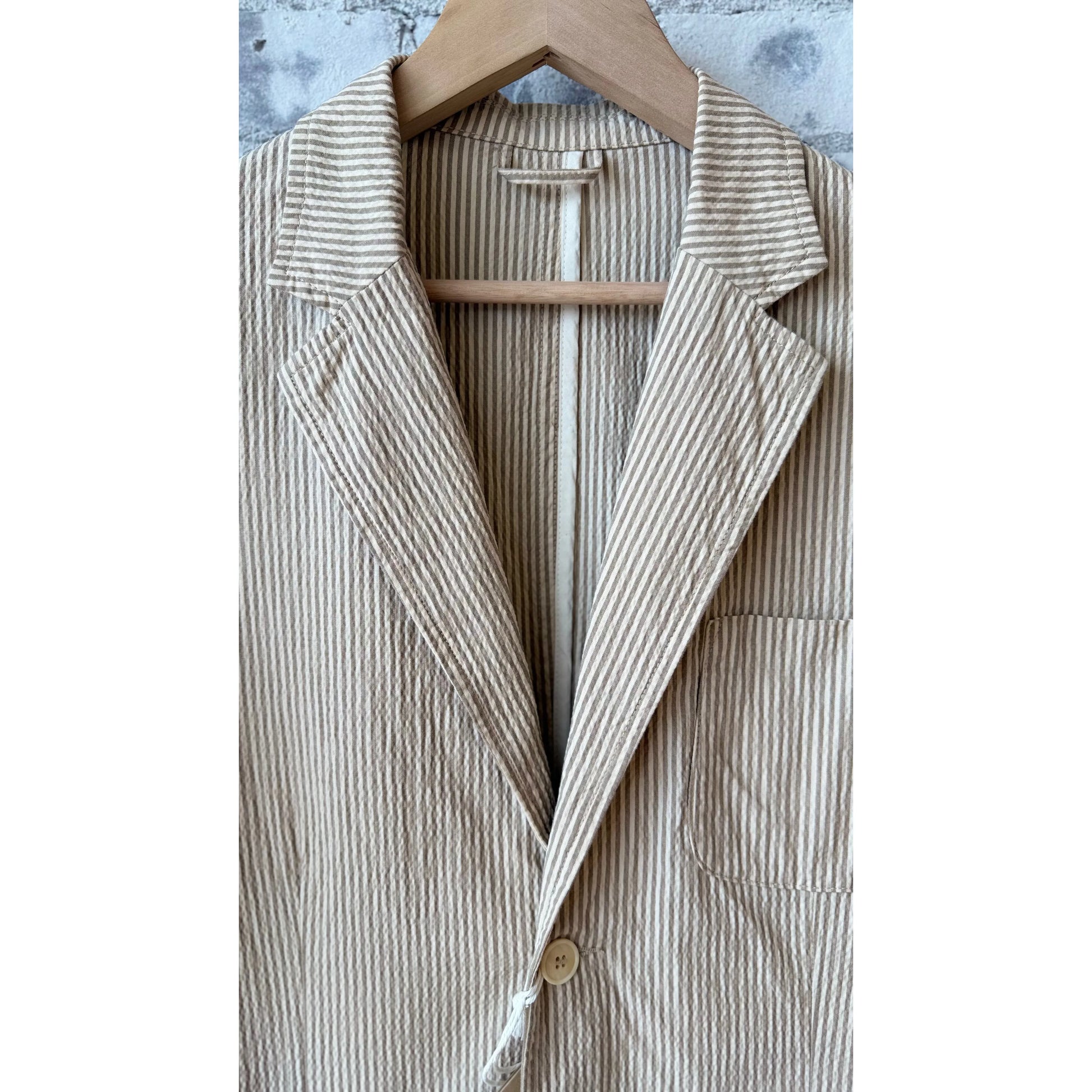 Brest Unlined Blazer - Sand/White Stripe - DUNE + SALT