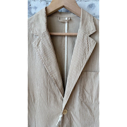 Brest Unlined Blazer - Sand/White Stripe - DUNE + SALT