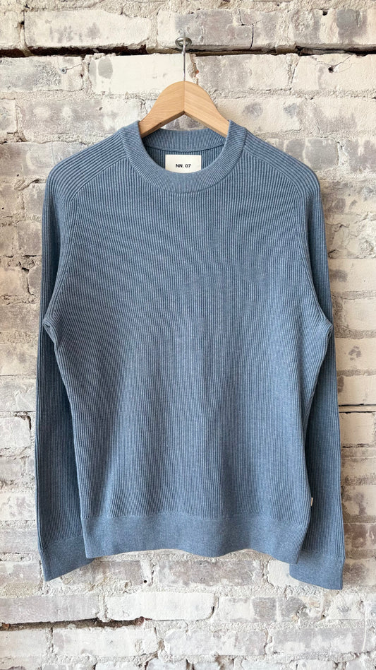 Kevin Ribbed Organic Cotton Sweater - Stone Blue - DUNE + SALT