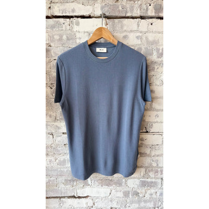 Clive Waffle-Knit SS Tee - Stone Blue - DUNE + SALT