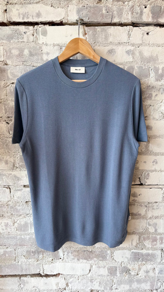 Clive Waffle-Knit SS Tee - Stone Blue - DUNE + SALT