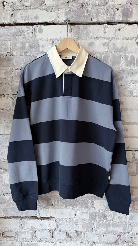 David Organic Cotton Sweatshirt - Blue Stripe - DUNE + SALT