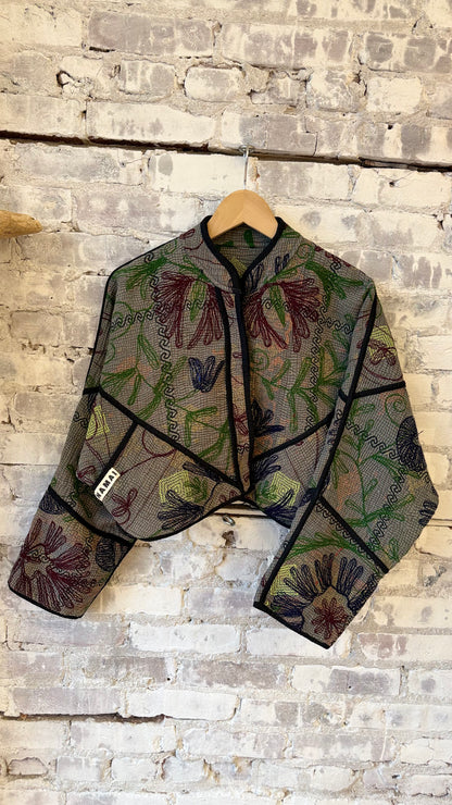 Kaira Cropped Suzani Quilted Kantha Jacket - DUNE + SALT