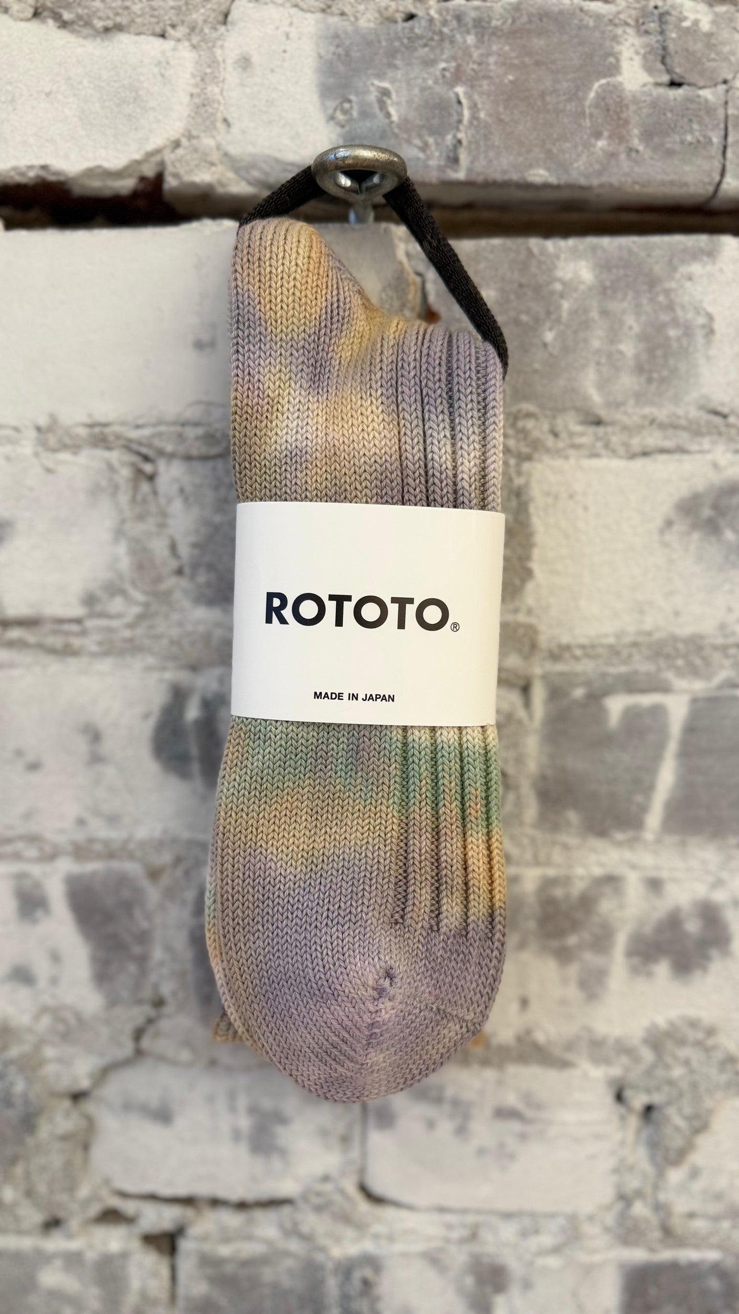 Chunky Tie Dye Rib Crew Socks - Green/Light Pink/Purple - DUNE + SALT