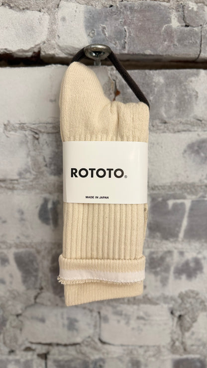 Double Face Organic Cotton Mini Crew Socks - Ivory - DUNE + SALT