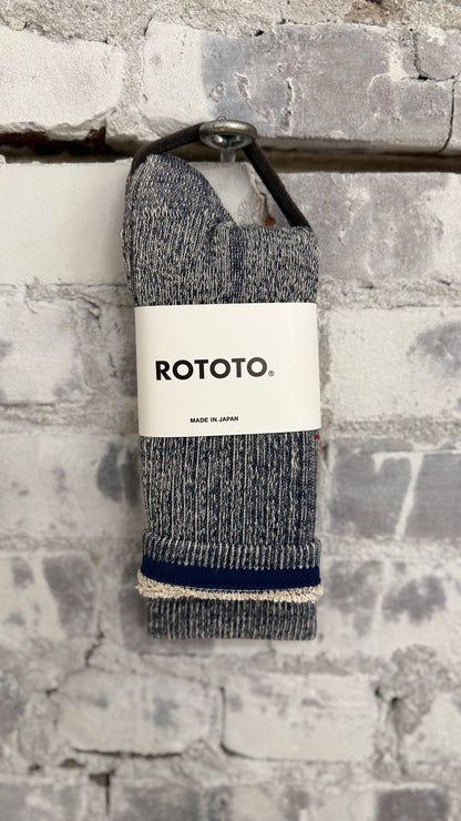 Double Face Organic Cotton Mini Crew Socks - Navy - DUNE + SALT
