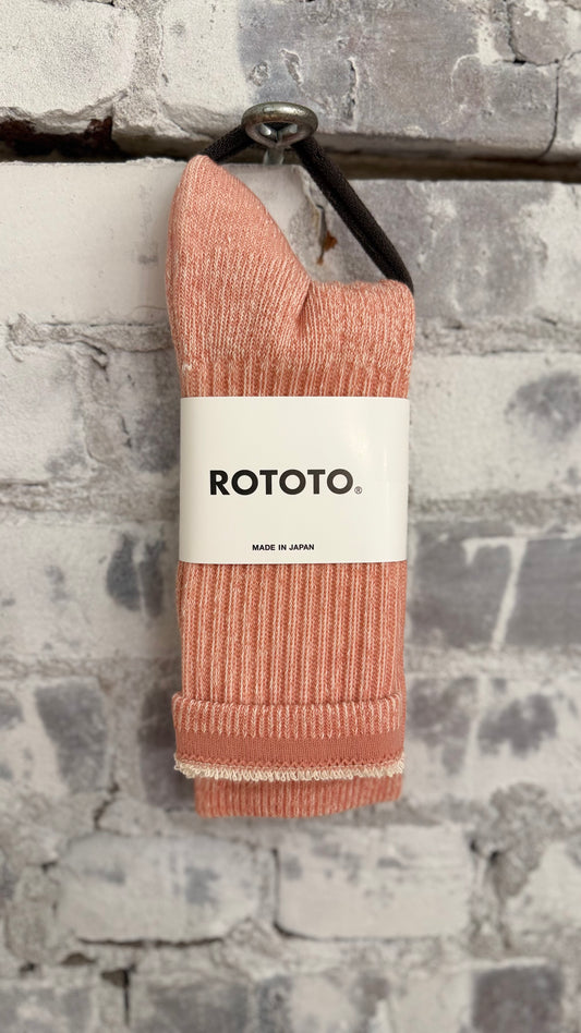 Double Face Organic Cotton Mini Crew Socks - Salmon - DUNE + SALT