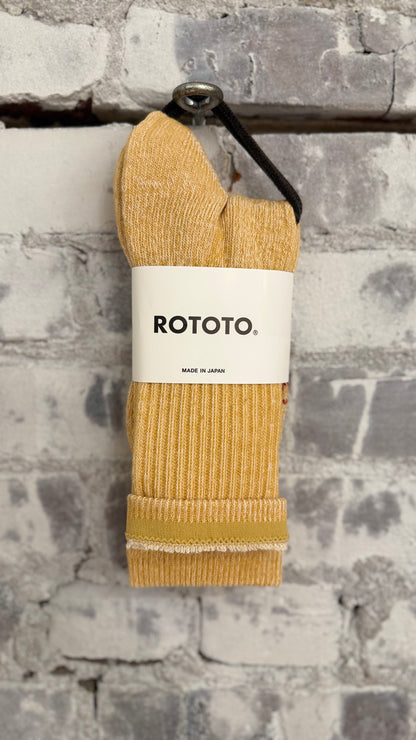 Double Face Organic Cotton Mini Crew Socks - Yellow - DUNE + SALT