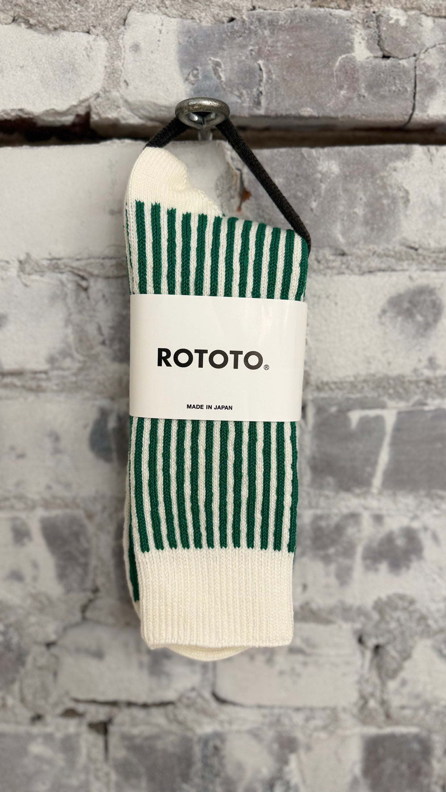 Vertical Striped Socks - White/Green - DUNE + SALT