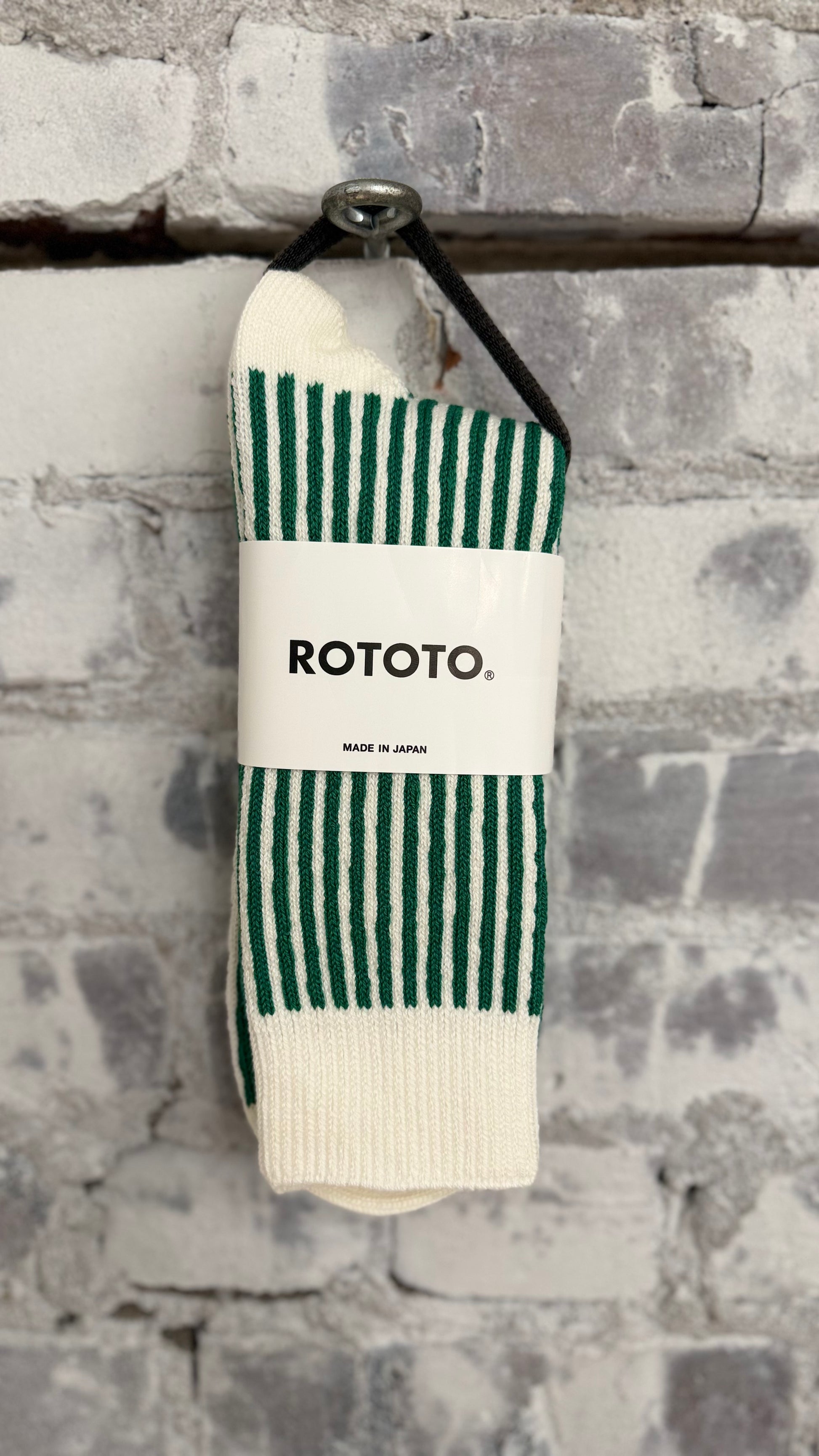 Vertical Striped Socks - White/Green - DUNE + SALT
