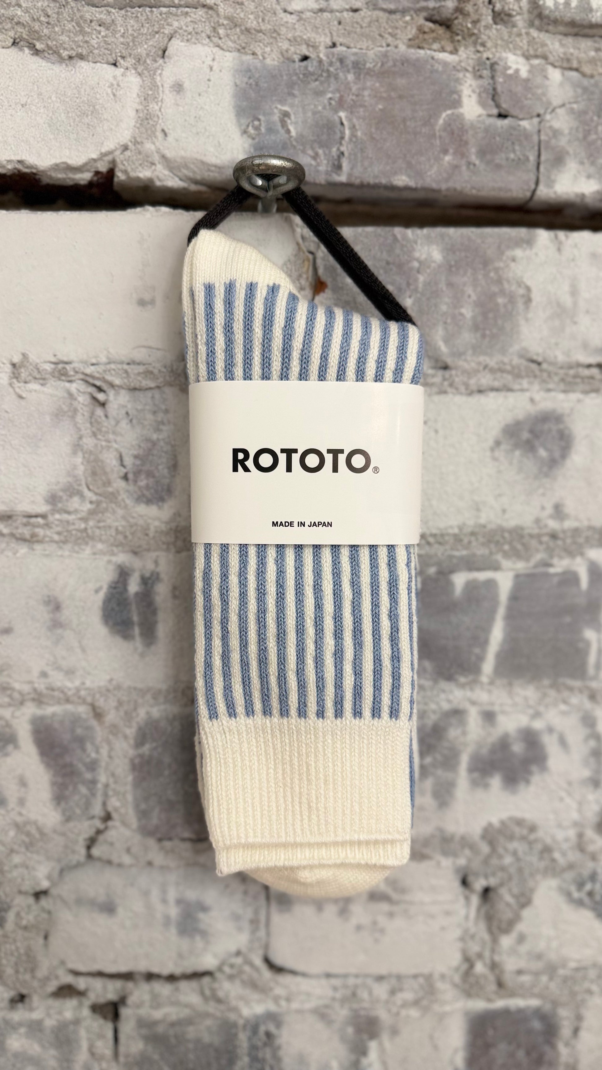 Vertical Striped Socks - White/Light Blue - DUNE + SALT