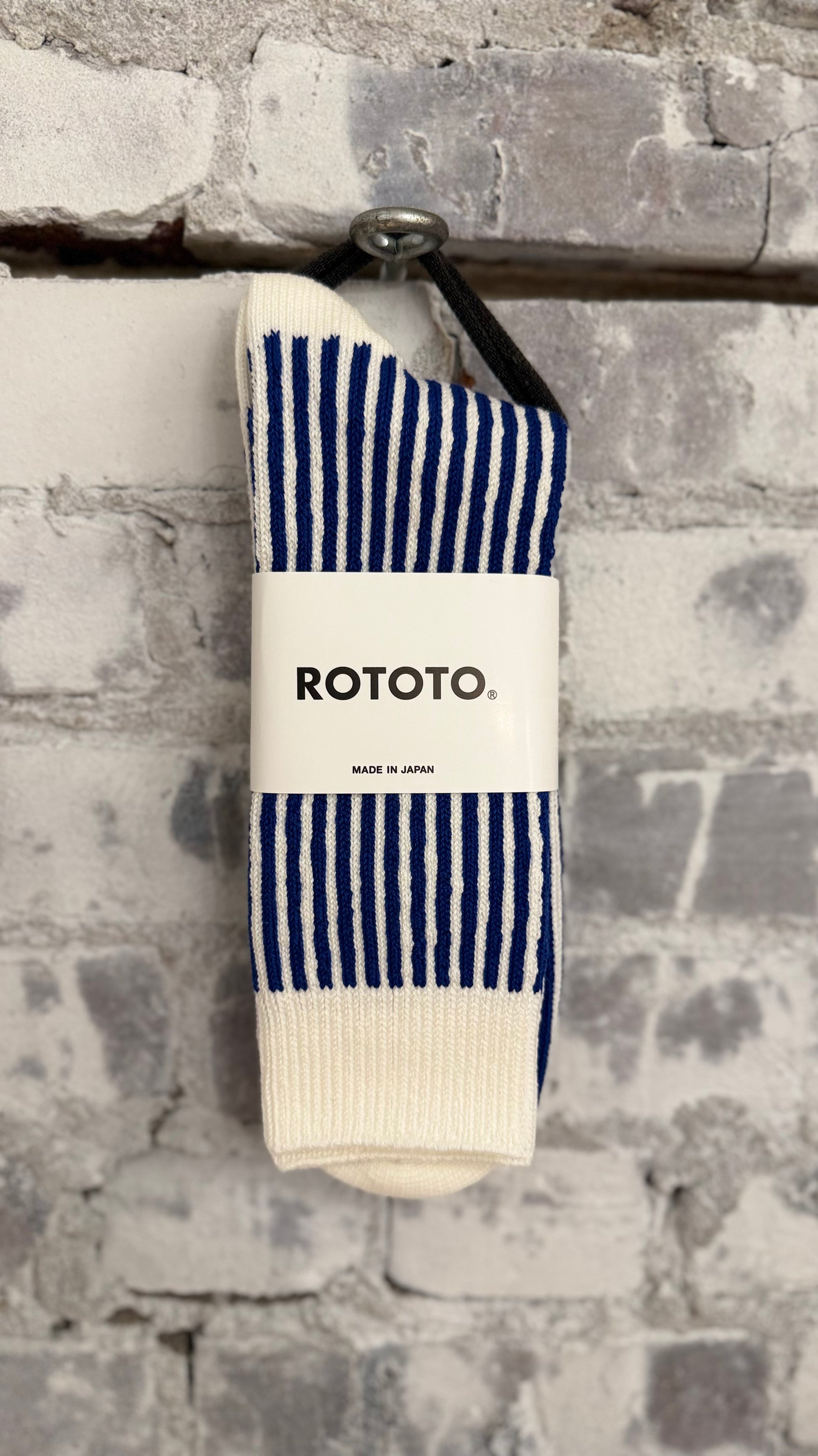 Vertical Striped Socks - White/Royal Blue - DUNE + SALT