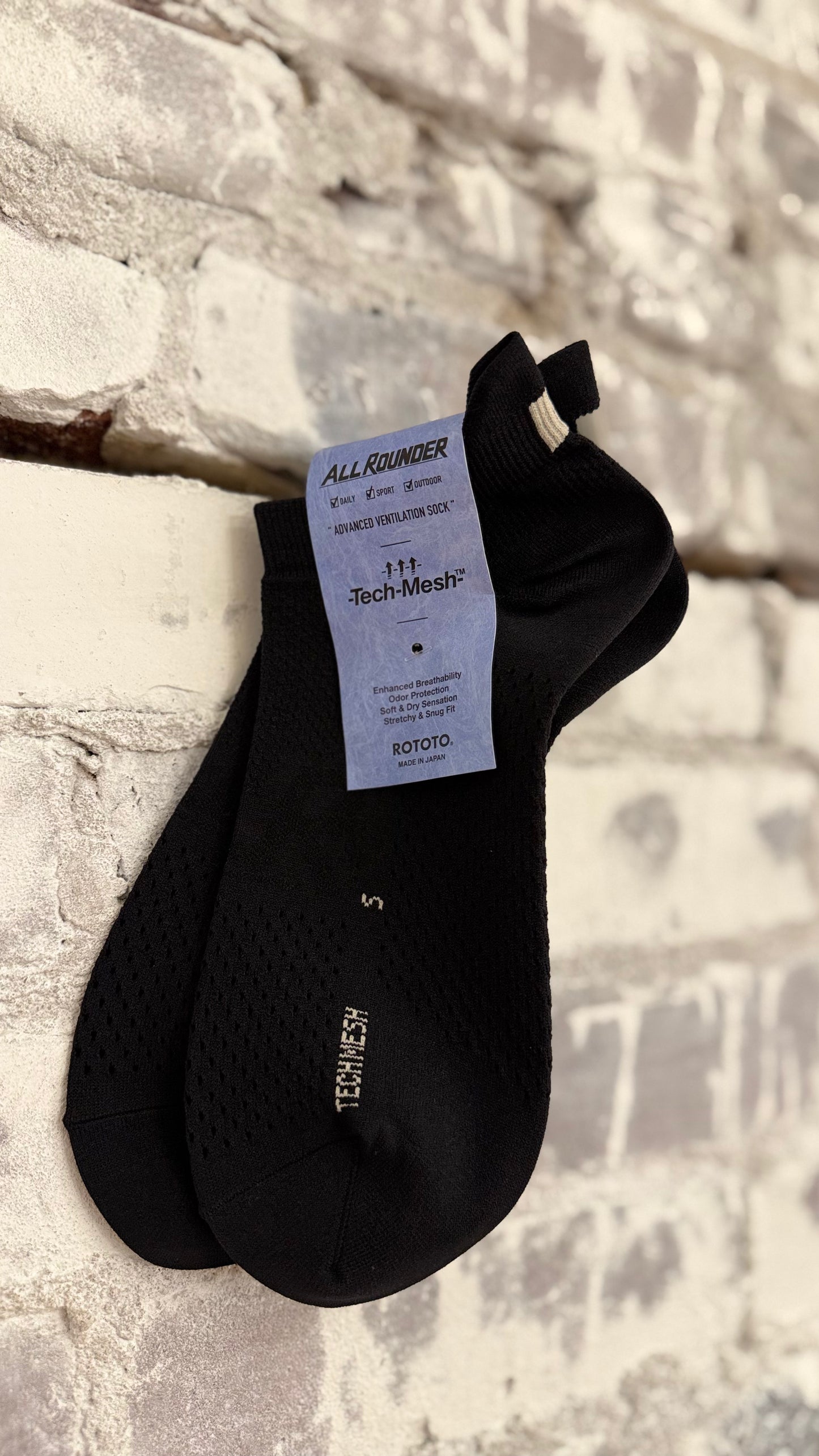 All-Rounder Tech Mesh Ankle Socks - Black - DUNE + SALT
