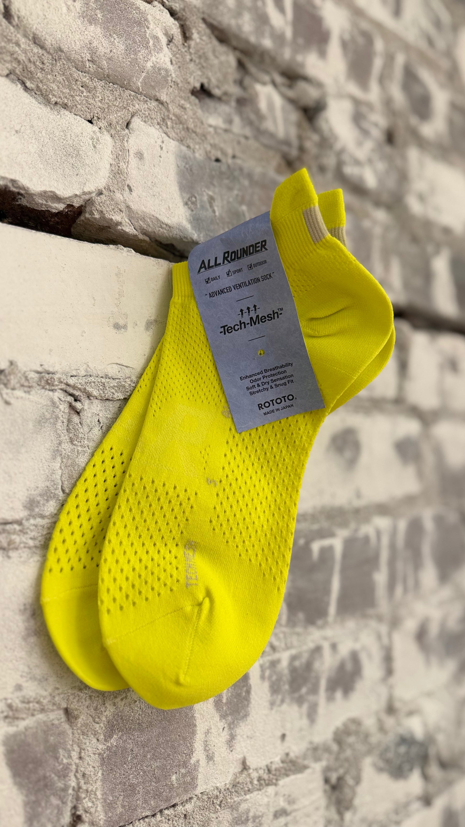 All-Rounder Tech Mesh Ankle Socks - Lemon Lime - DUNE + SALT