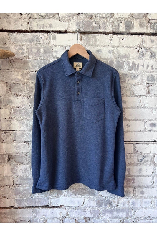 Cary L/S Ultra Soft Polo - Navy Heather - DUNE + SALT