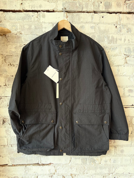 Cotton/Nylon Typewriter Stand Collar Shirt Jacket - Black - DUNE + SALT