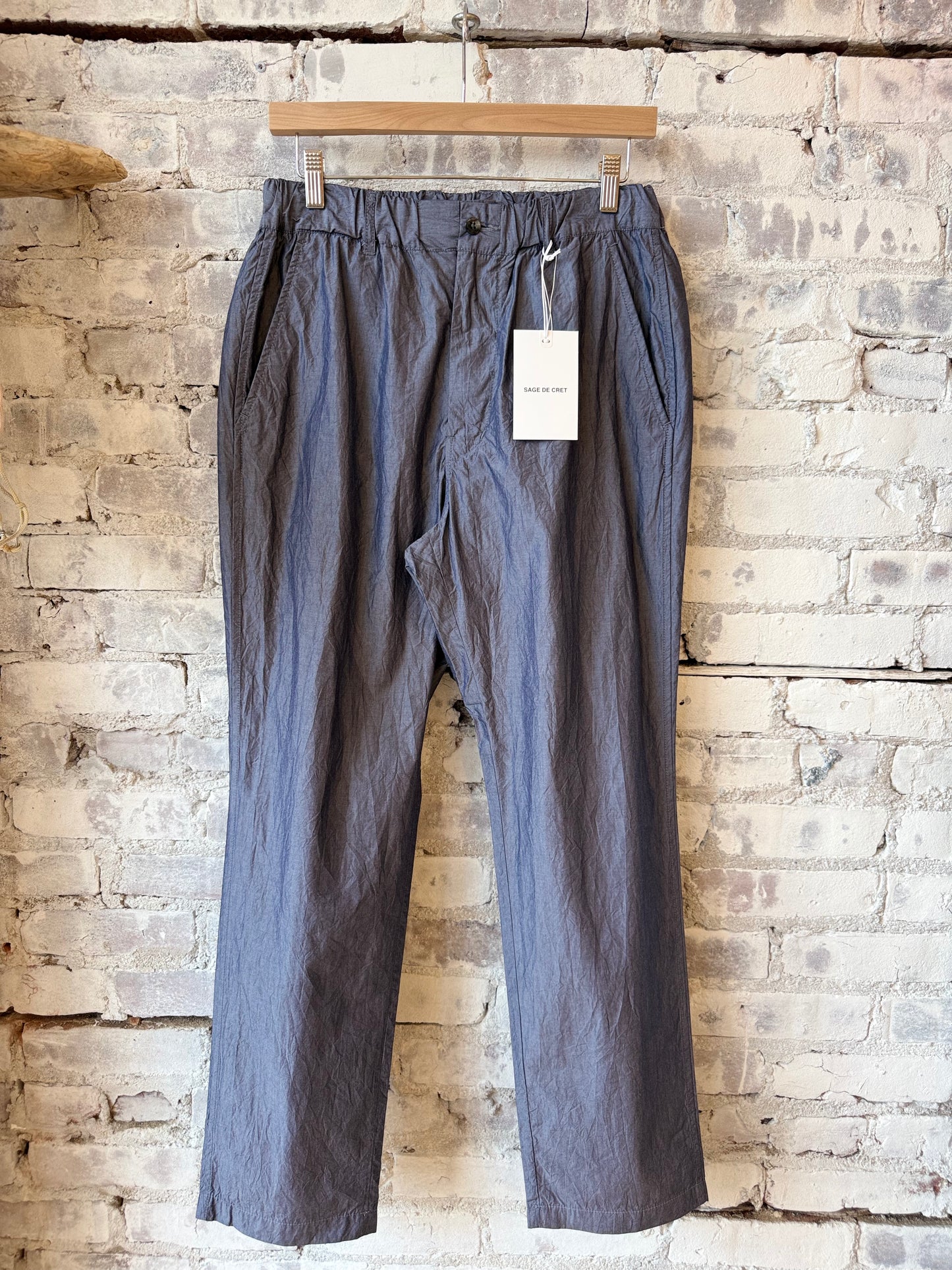 Tapered Crinkle Typewriter Easy Pant - Navy - DUNE + SALT