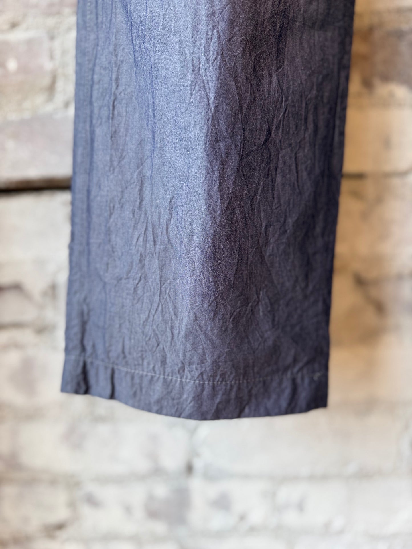 Tapered Crinkle Typewriter Easy Pant - Navy - DUNE + SALT