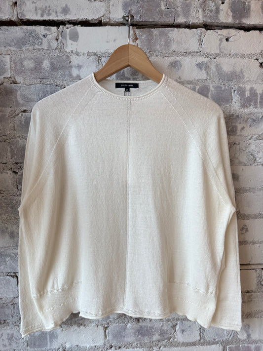 Cotton-Linen Crewneck Sweater - Off-White - DUNE + SALT