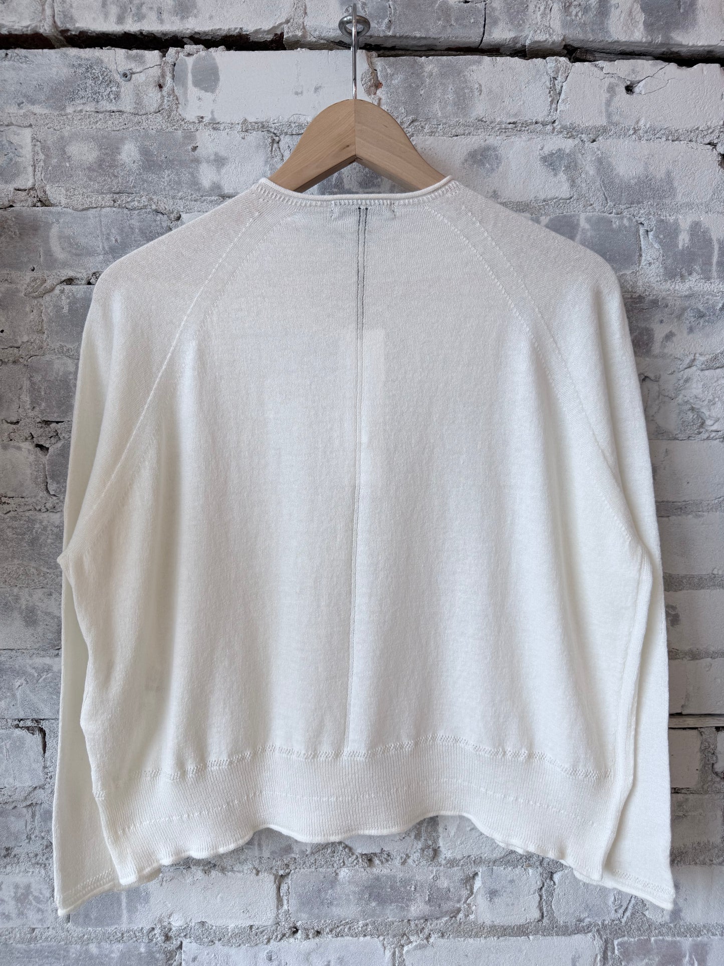 Cotton-Linen Crewneck Sweater - Off-White - DUNE + SALT