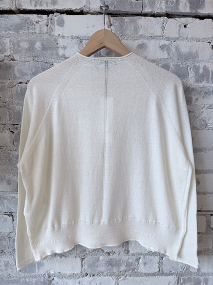 Cotton-Linen Crewneck Sweater - Off-White - DUNE + SALT