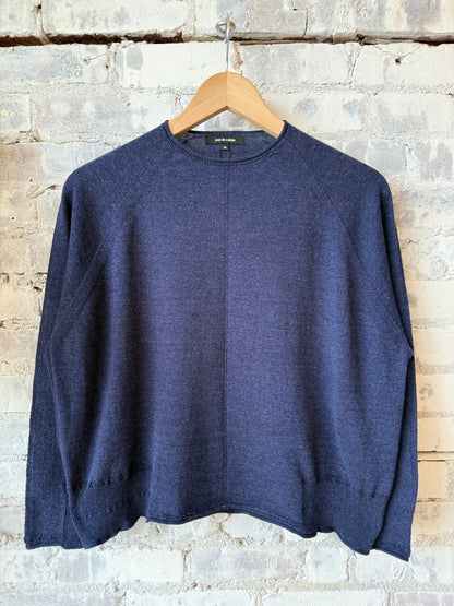 Cotton-Linen Crewneck Sweater - Navy - DUNE + SALT