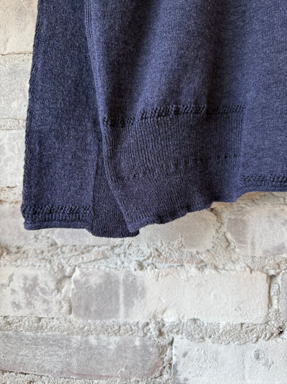 Cotton-Linen Crewneck Sweater - Navy - DUNE + SALT