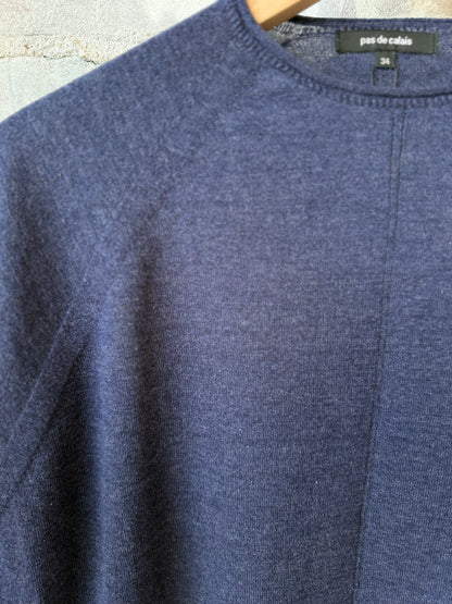 Cotton-Linen Crewneck Sweater - Navy - DUNE + SALT