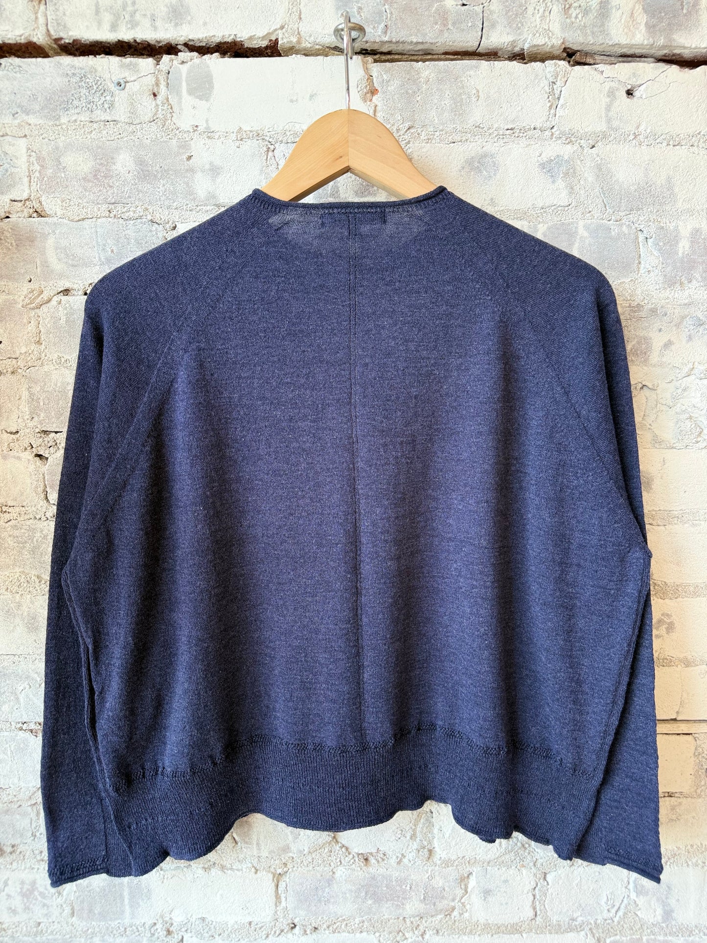 Cotton-Linen Crewneck Sweater - Navy - DUNE + SALT