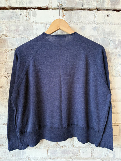 Cotton-Linen Crewneck Sweater - Navy - DUNE + SALT