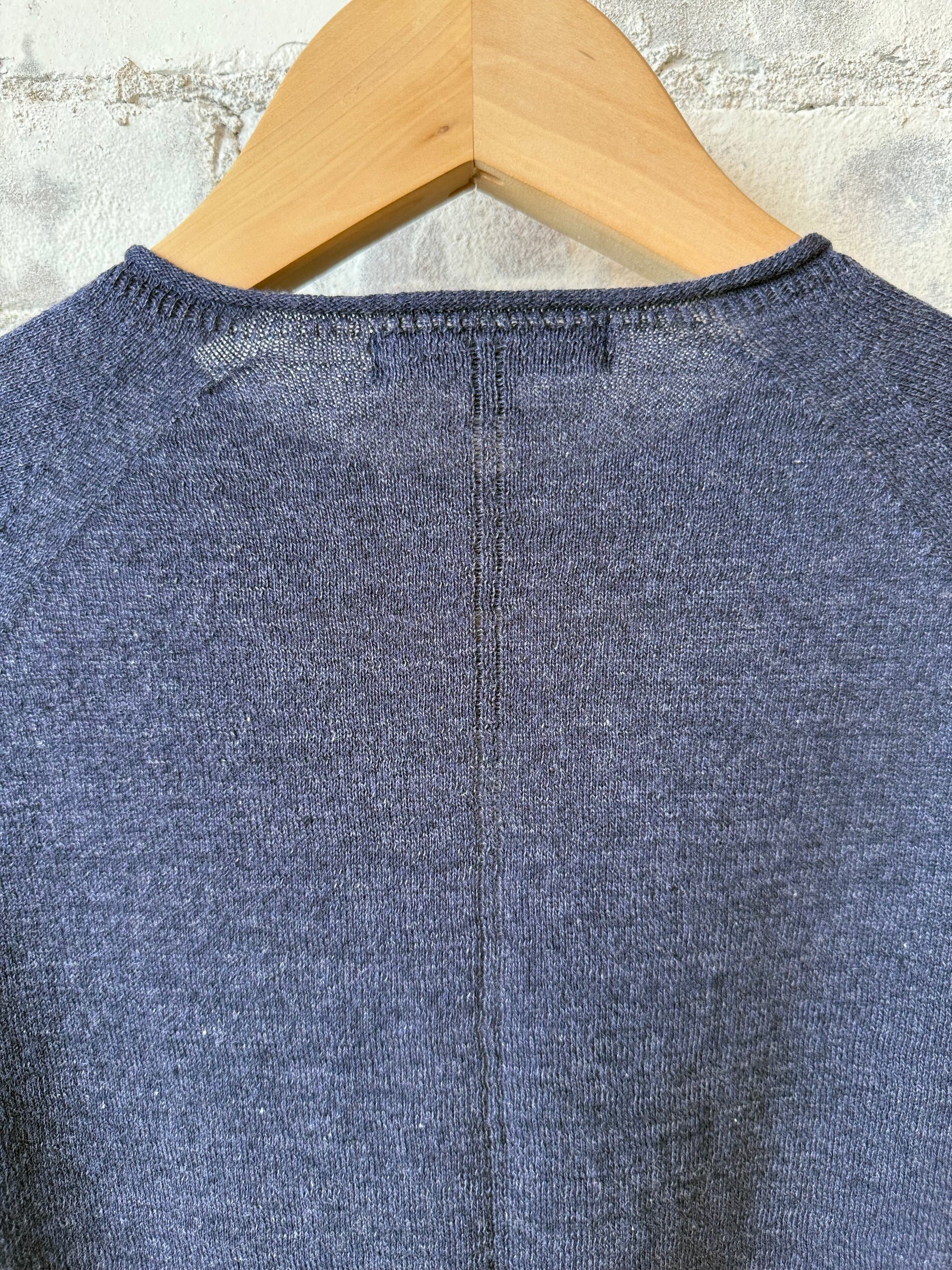 Cotton-Linen Crewneck Sweater - Navy - DUNE + SALT