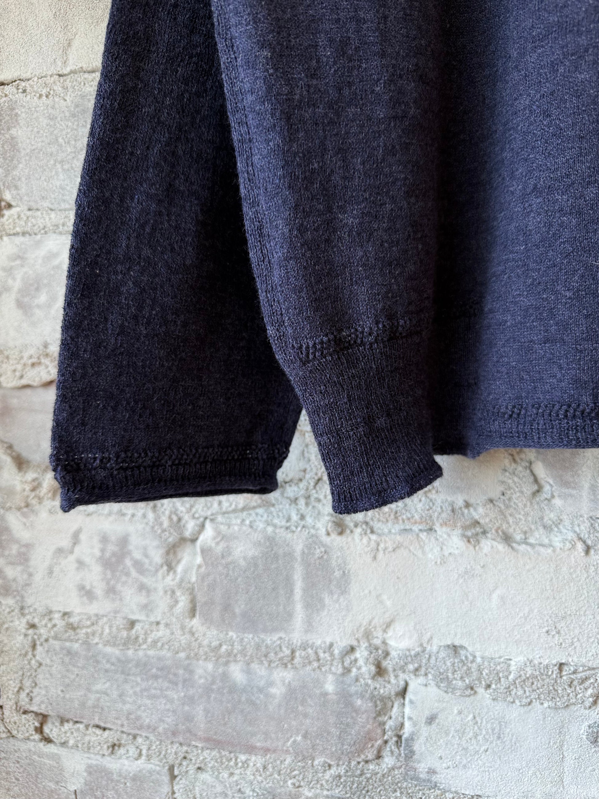 Cotton-Linen V-Neck Cardigan Sweater - Navy - DUNE + SALT