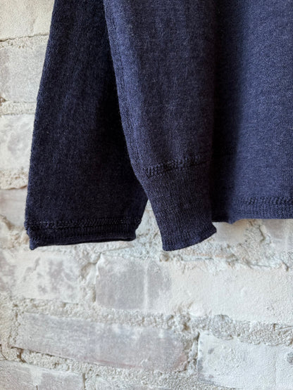 Cotton-Linen V-Neck Cardigan Sweater - Navy - DUNE + SALT