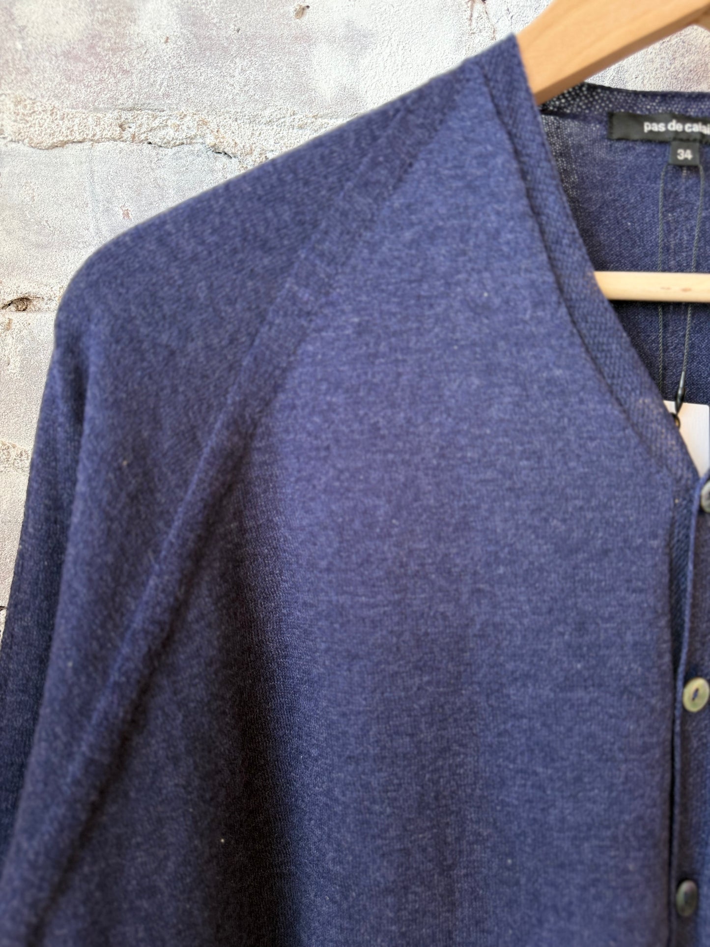Cotton-Linen V-Neck Cardigan Sweater - Navy - DUNE + SALT