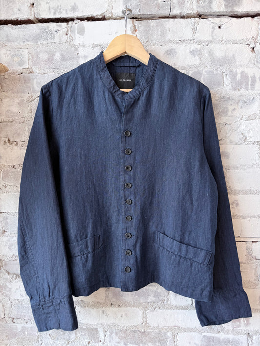 Indigo Linen Chambray Jacket - Dark Indigo - DUNE + SALT