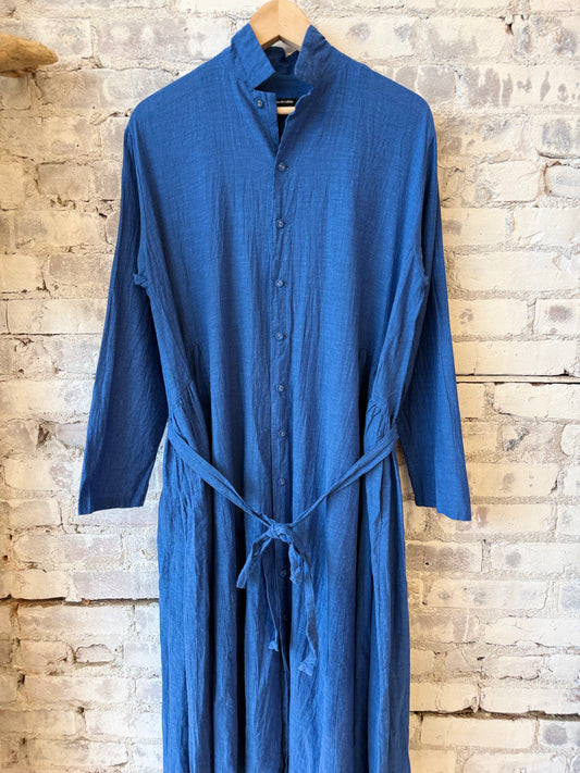 Organic Cotton Chambray Dress - Cobalt - DUNE + SALT