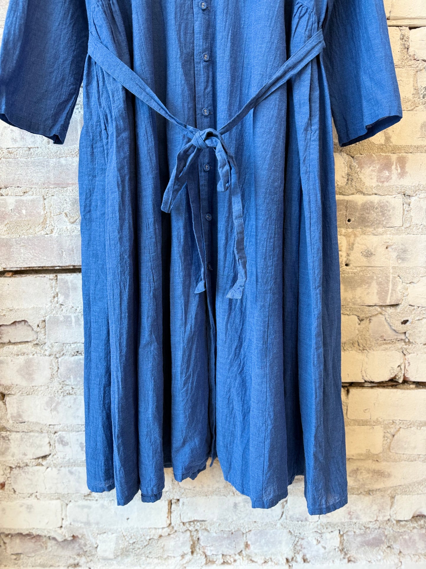 Organic Cotton Chambray Dress - Cobalt - DUNE + SALT