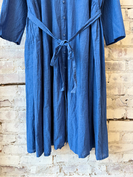 Organic Cotton Chambray Dress - Cobalt - DUNE + SALT