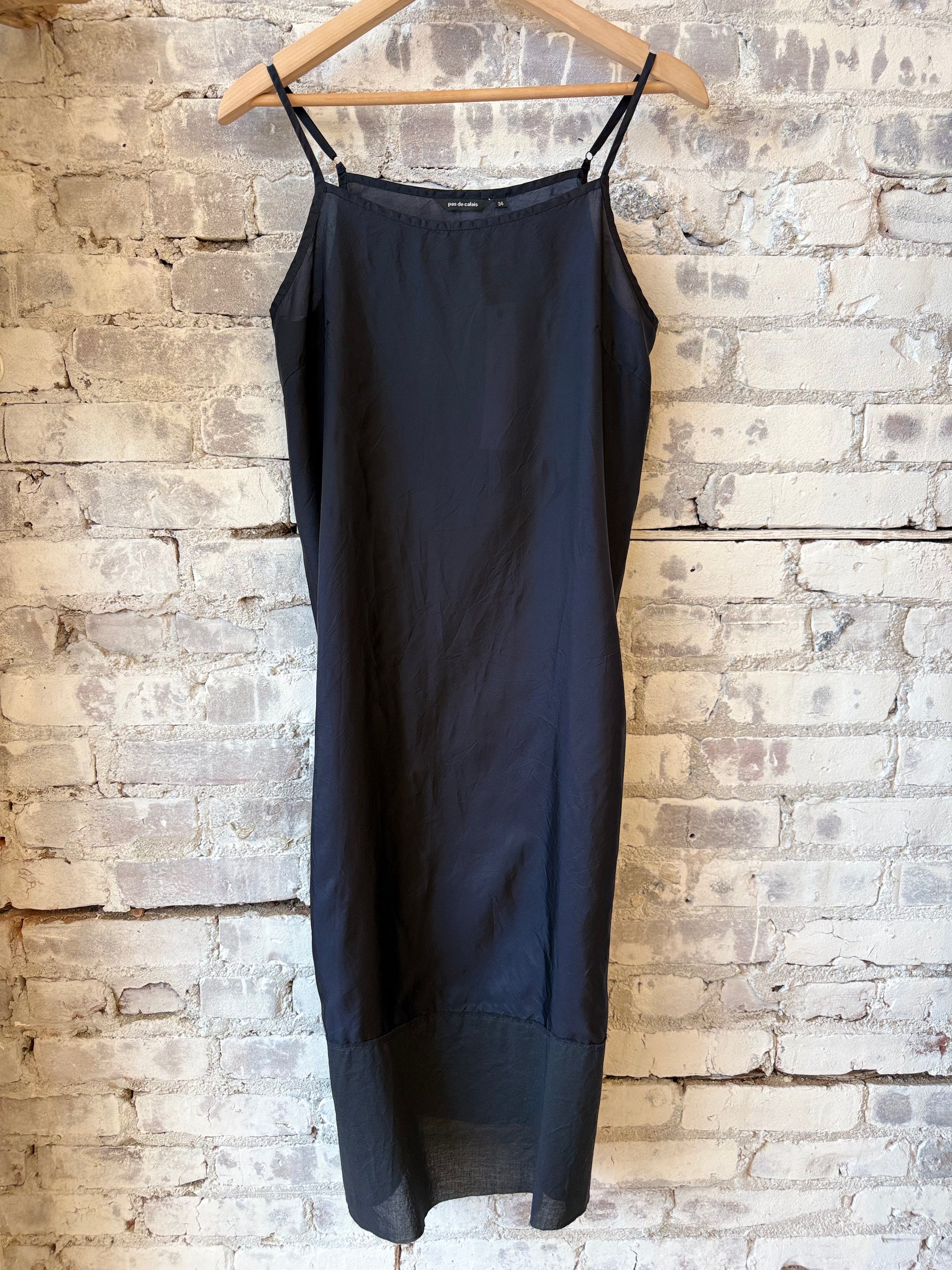 Bemberg Pieced Cupro Slip Dress - Navy - DUNE + SALT