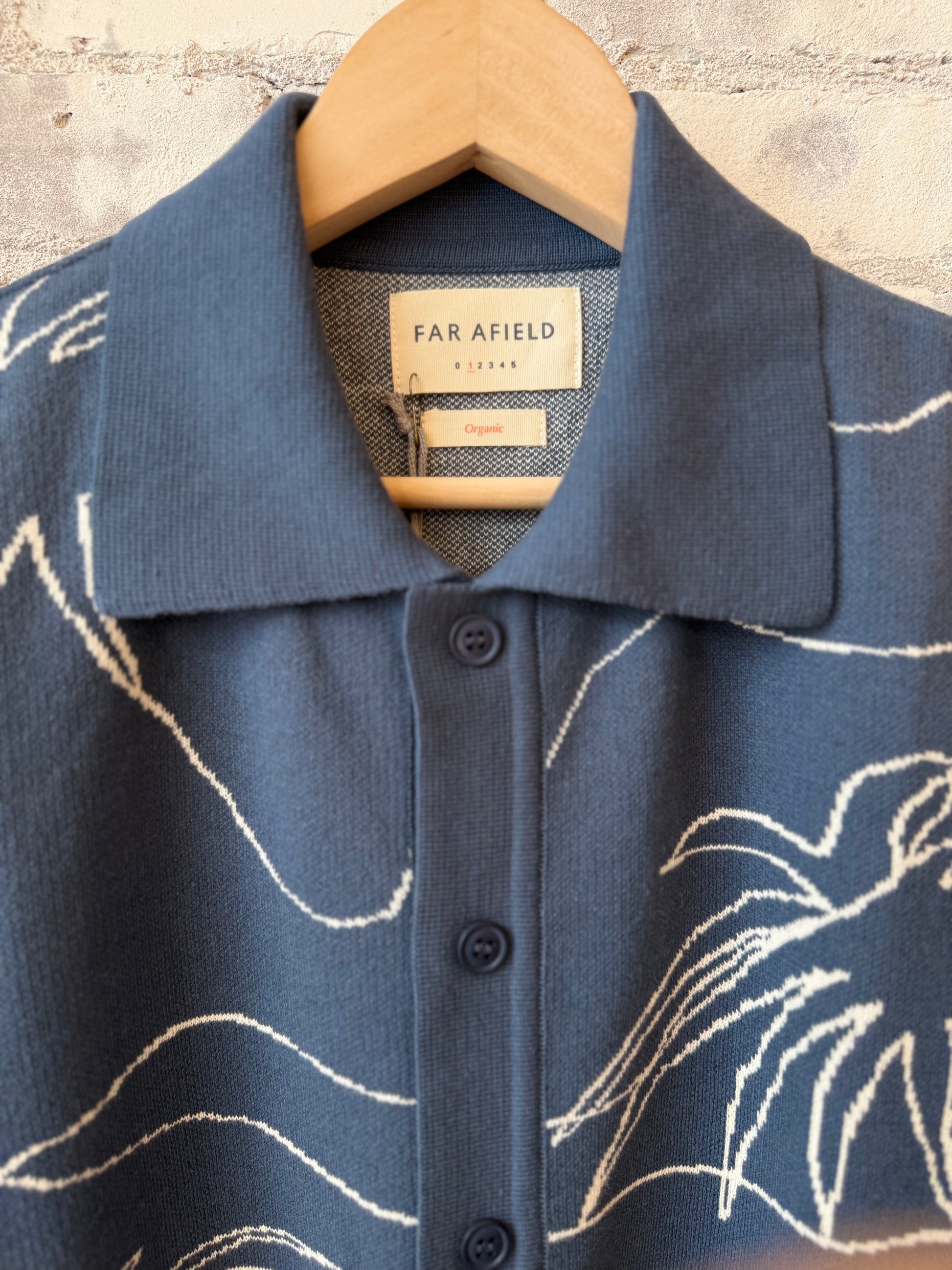 Zig Knitted Shirt - Faded Navy/White Palms - DUNE + SALT