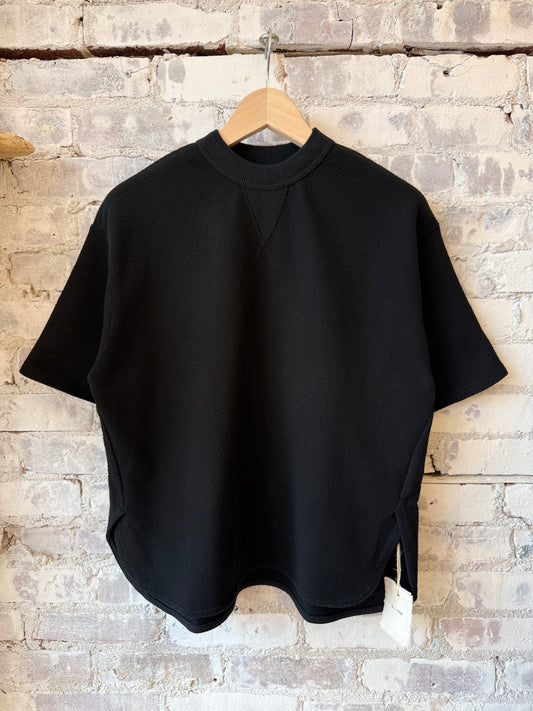 SS Cotton Mesh Crew Tee - Black - DUNE + SALT