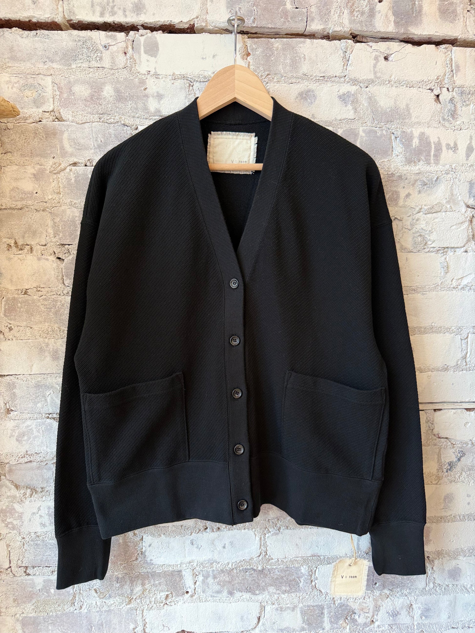 Cotton Mesh LS Cardigan - Black - DUNE + SALT