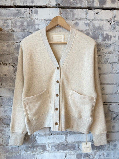 Loopback Cotton Tencel Cardigan - Oat Heather - DUNE + SALT