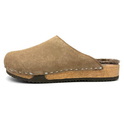 KUNSTENDESIGN.COM Lowrider | Men's Clogs | Umber Suede x Pure Lambswool White Smoke