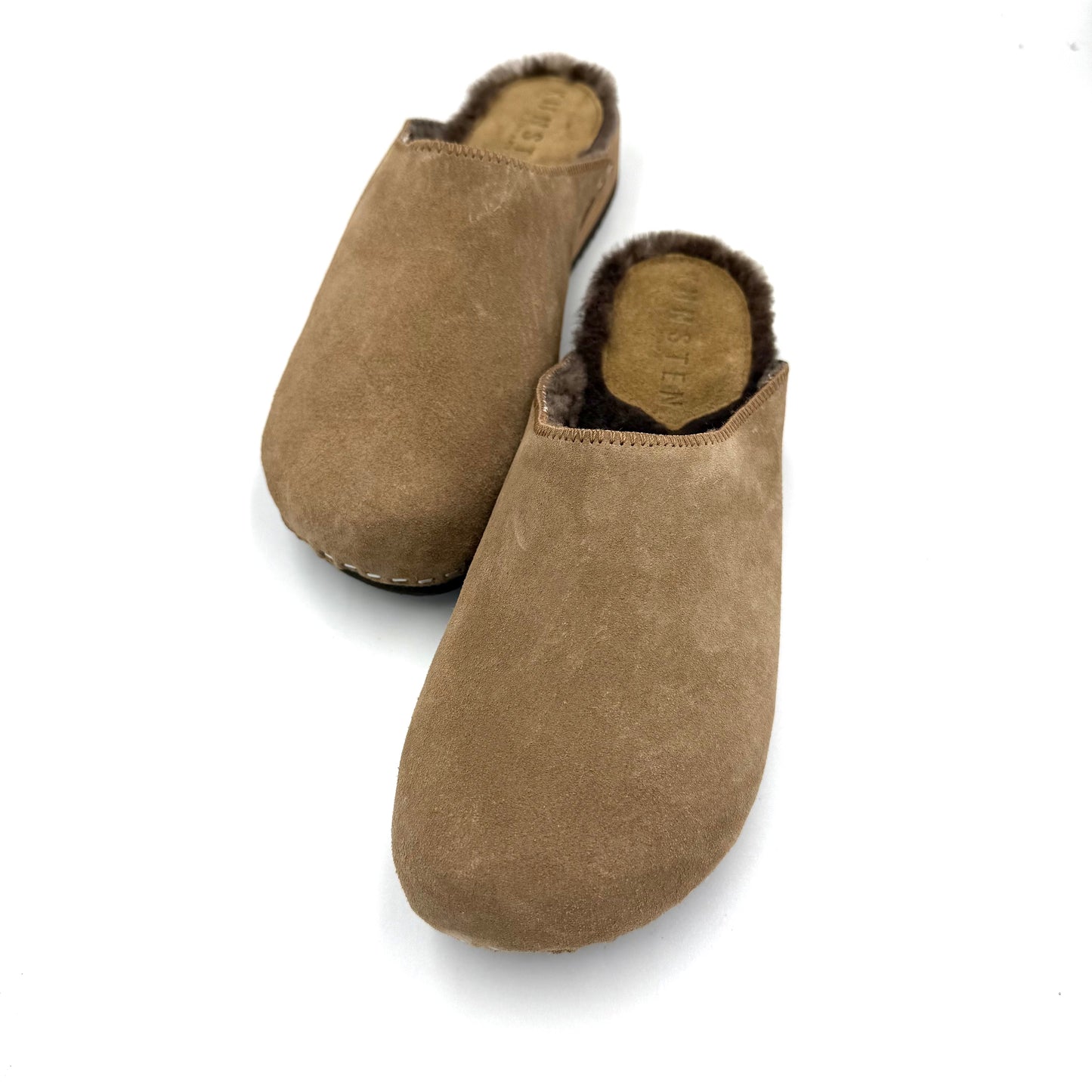 KUNSTENDESIGN.COM Lowrider | Men's Clogs | Umber Suede x Pure Lambswool White Smoke