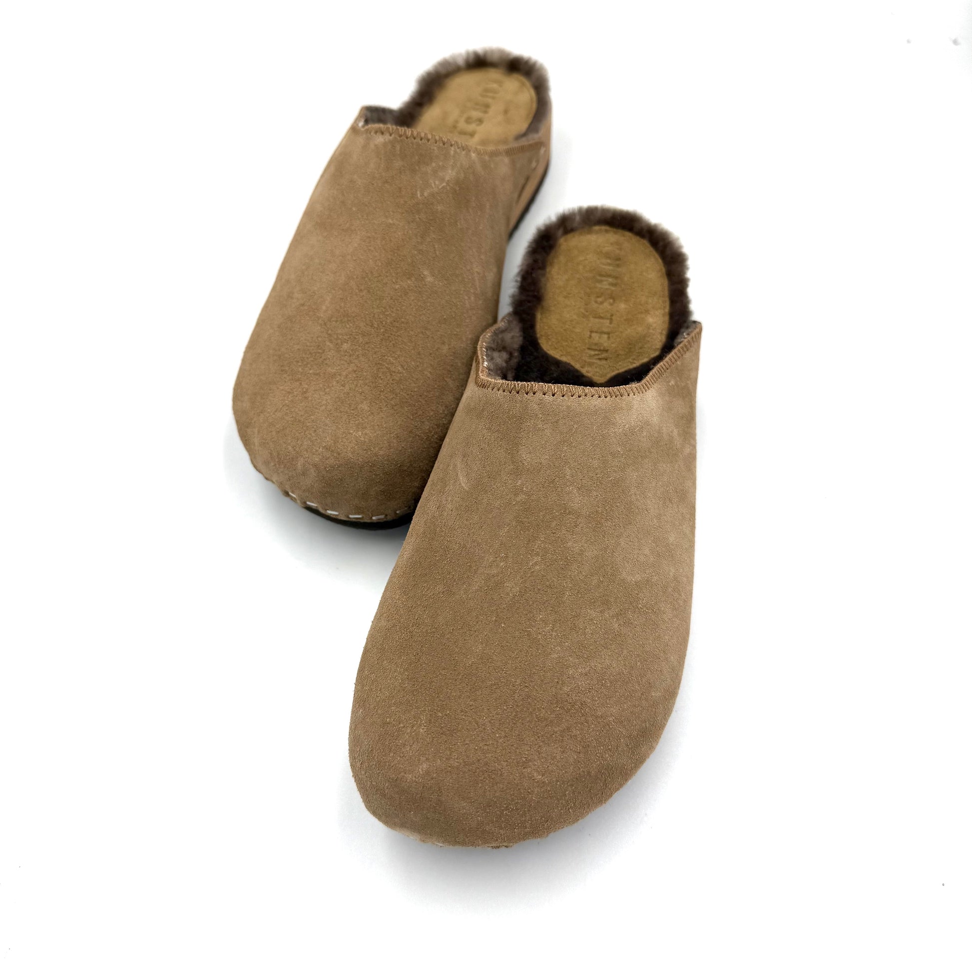 KUNSTENDESIGN.COM Lowrider | Men's Clogs | Umber Suede x Pure Lambswool White Smoke