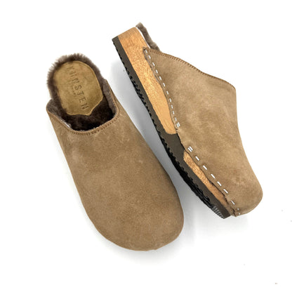 KUNSTENDESIGN.COM Lowrider | Men's Clogs | Umber Suede x Pure Lambswool White Smoke