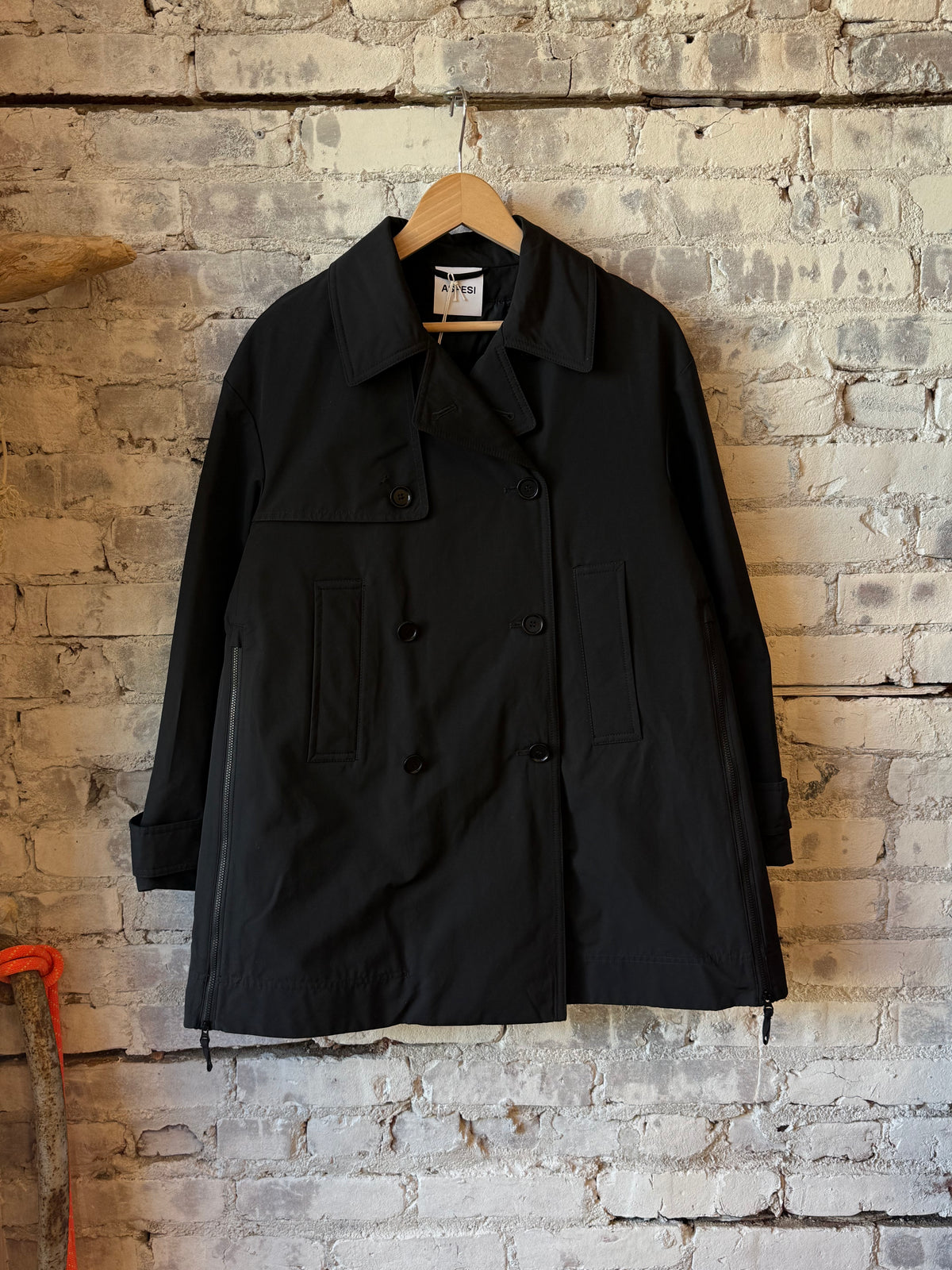 Women's black Scarlett jacket by Aspesi, featuring a sleek design with tailored fit and stylish details.